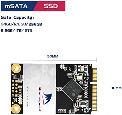 MSATA SSD 128GB Sharkspeed פלוס מיני כונן מיני פנימי 3D NAND מצב מוצק עבור מחברות מחשב טאבלטים PC [MSATA 128GB], 128GB